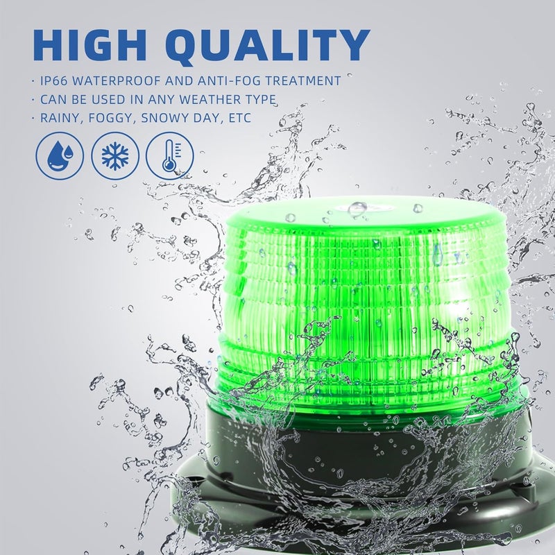 PKINGLAKE Green LED Beacon Lights 12-24V Warning Safety Flashing Emergency Roadside Strobe Mini Light Bar with Magnetic Base for Snow Plow Truck Construction Vehicles Forklift Tractor Golf Carts 1-Pcs - Image 4